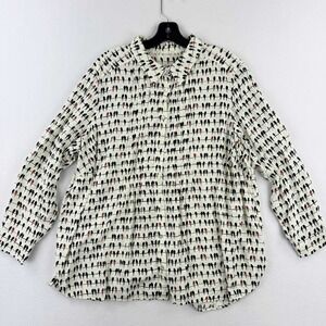 Jane & Delancey Parrot Bird Print Lightweight‎ Button Shirt Size 1X Womens